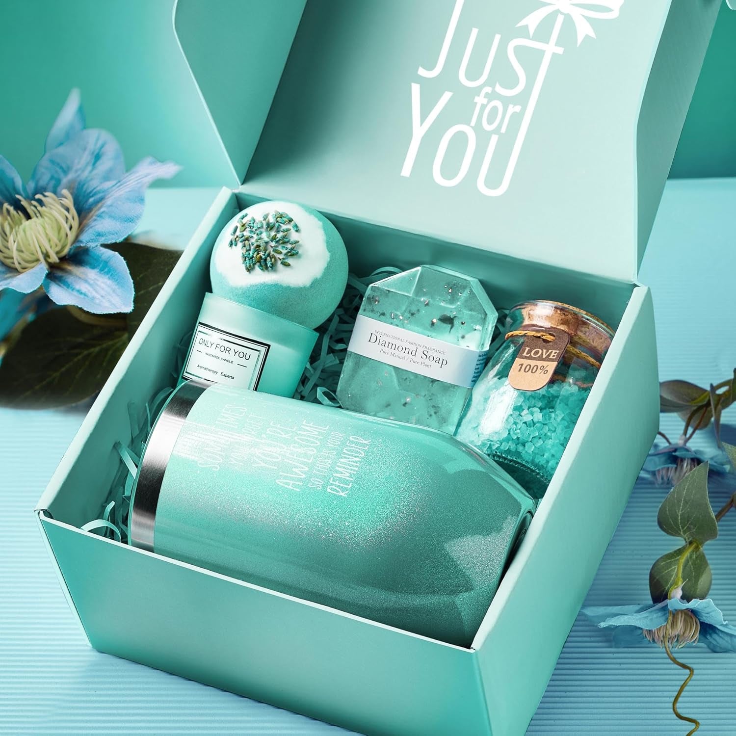 Gifts for Mom, Women, Wife, Girlfriend, Sister, Best Friend, Her - Unique Mothers Day, Birthday, Valentines, Christmas Gifts - Gardenia Inspirational Self Care Spa Gift Basket Set, Thank You Gifts
