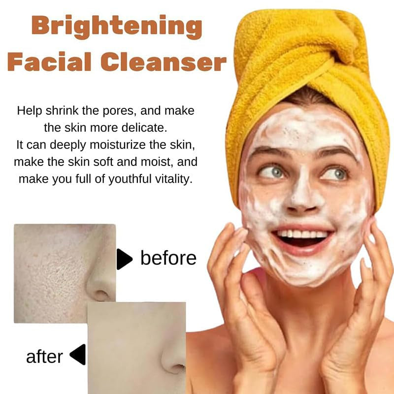 2 Pcs Turmeric Foaming Face Wash, Deep Cleaning Scrub Exfoliating Glow Wash Turmeric Facial Cleanser with Brush for All Skin.